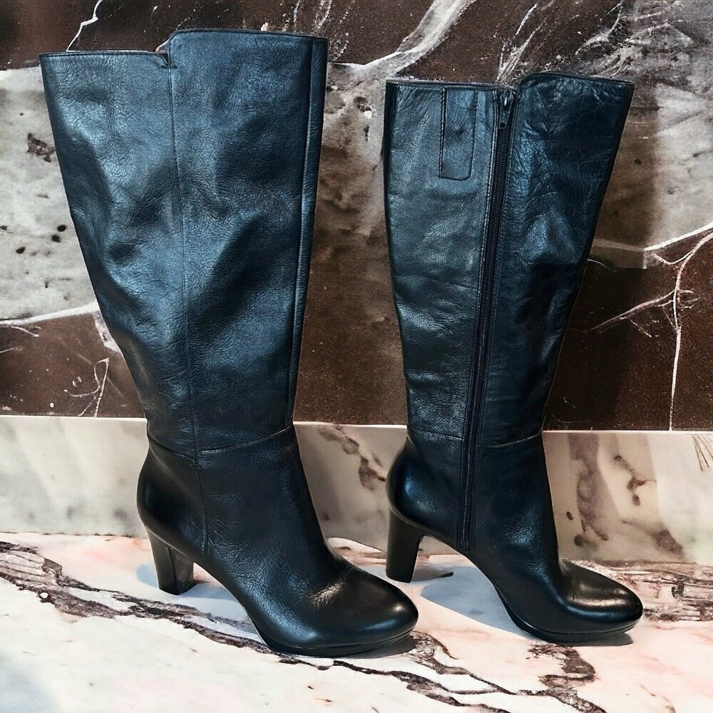 Nine West Leather Women’s Size 9.5 Boots Black Tall Knee High NWOT 90s Y2K Vibe